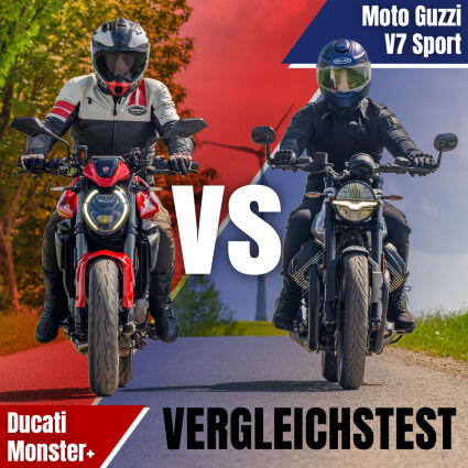 Ducati Monster+ vs Moto Guzzi V7 Sport im Vergleichstest