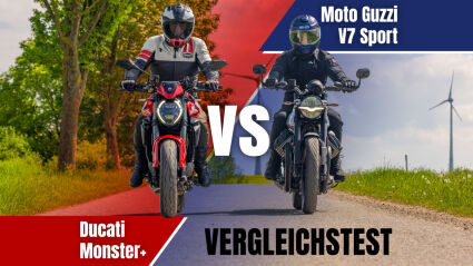 Ducati Monster+ vs Moto Guzzi V7 Sport im Vergleichstest